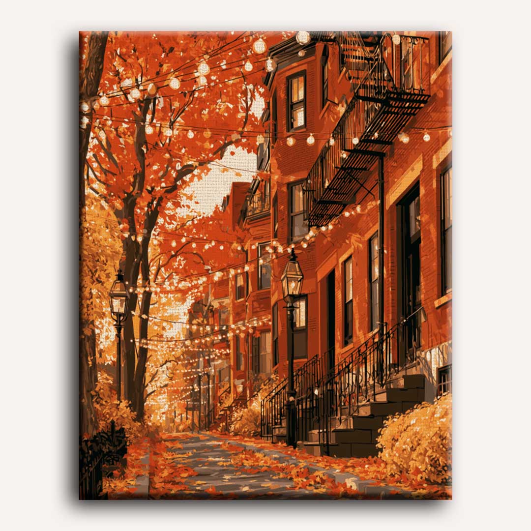 Herfst bruine stadshuizen