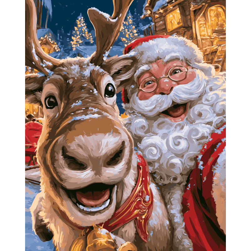 Kerstman & Rudolf selfie - Schilder Op Nummers