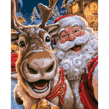 Kerstman & Rudolf selfie - Schilder Op Nummers