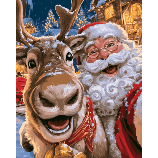 Kerstman & Rudolf selfie - Schilder Op Nummers