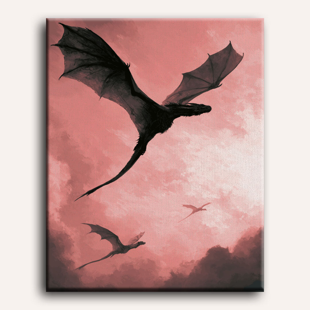 Draak in roze lucht