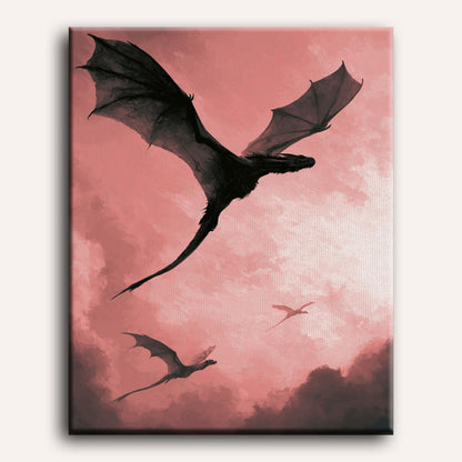 Draak in roze lucht