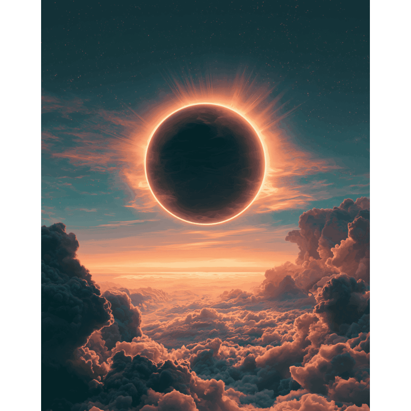 Eclips boven de wolken