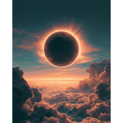 Eclips boven de wolken
