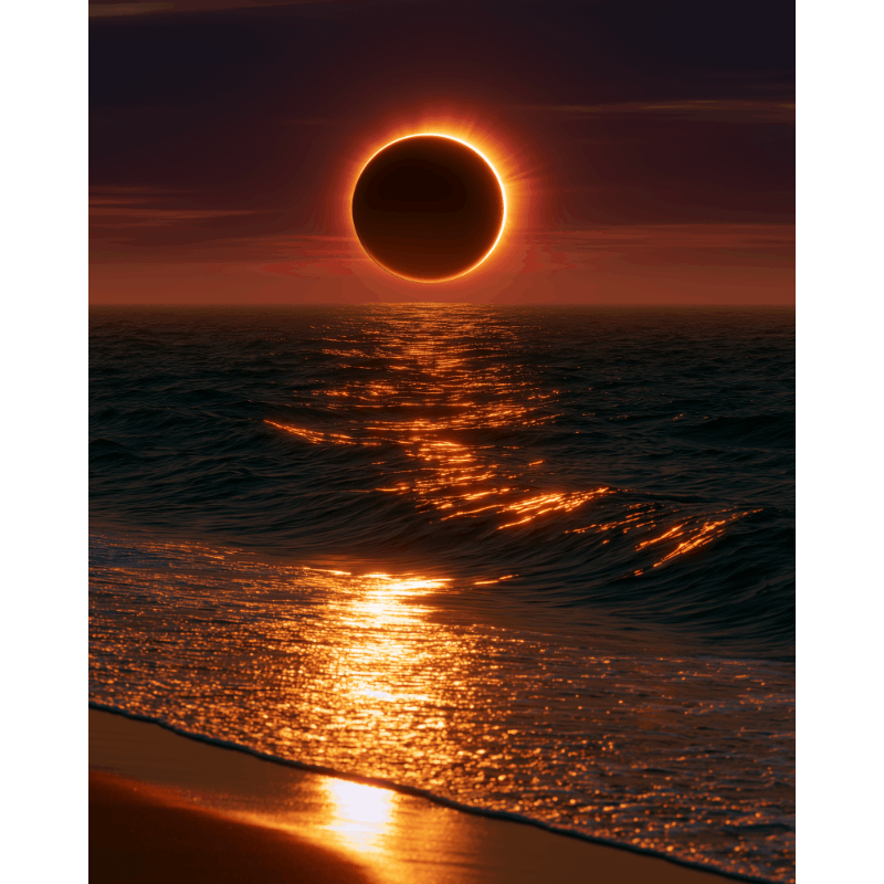 Eclips boven de zee