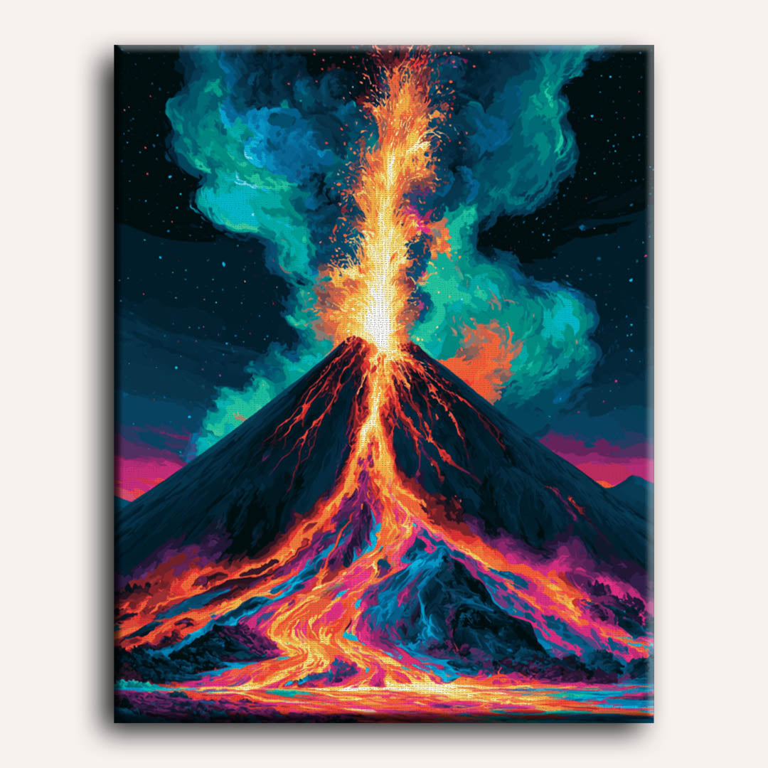 Neon vulkaan explosie