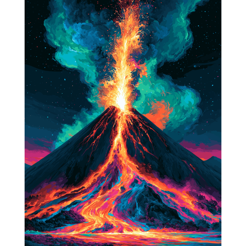 Neon vulkaan explosie