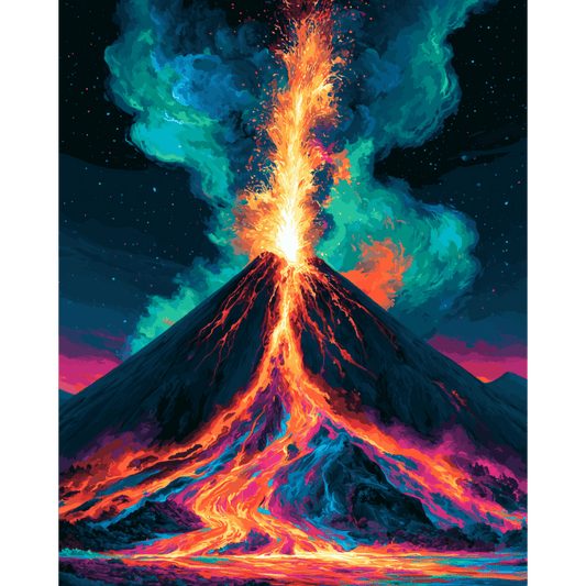 Neon vulkaan explosie