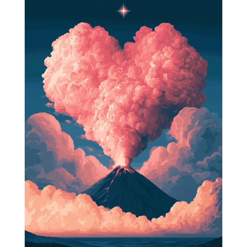 Vulkaan hart wolk