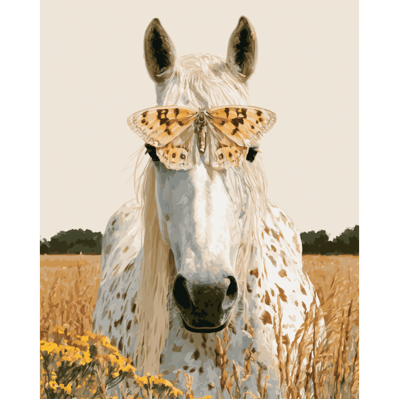 Vlinder paardenportret - Schilder Op Nummers