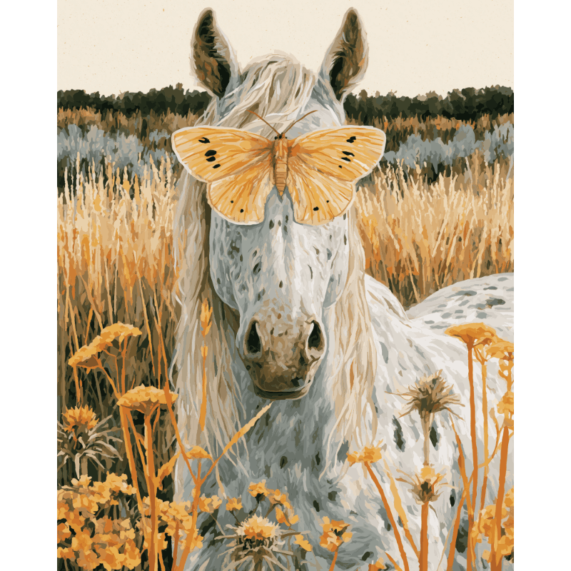 Paard in de wilde bloemen - Schilder Op Nummers