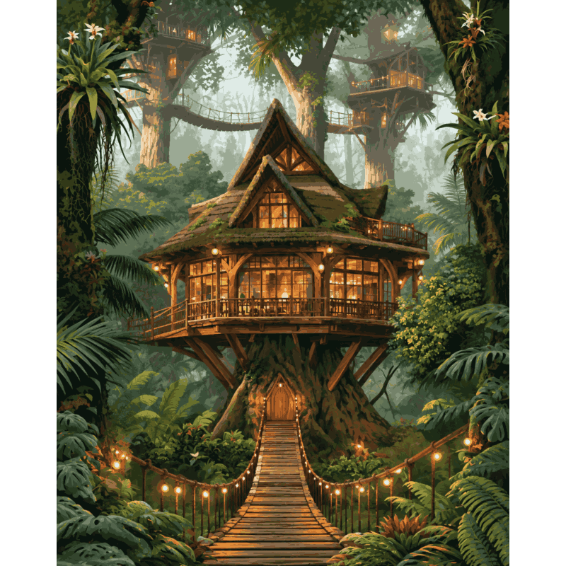 Jungle boomhut - Schilder Op Nummers