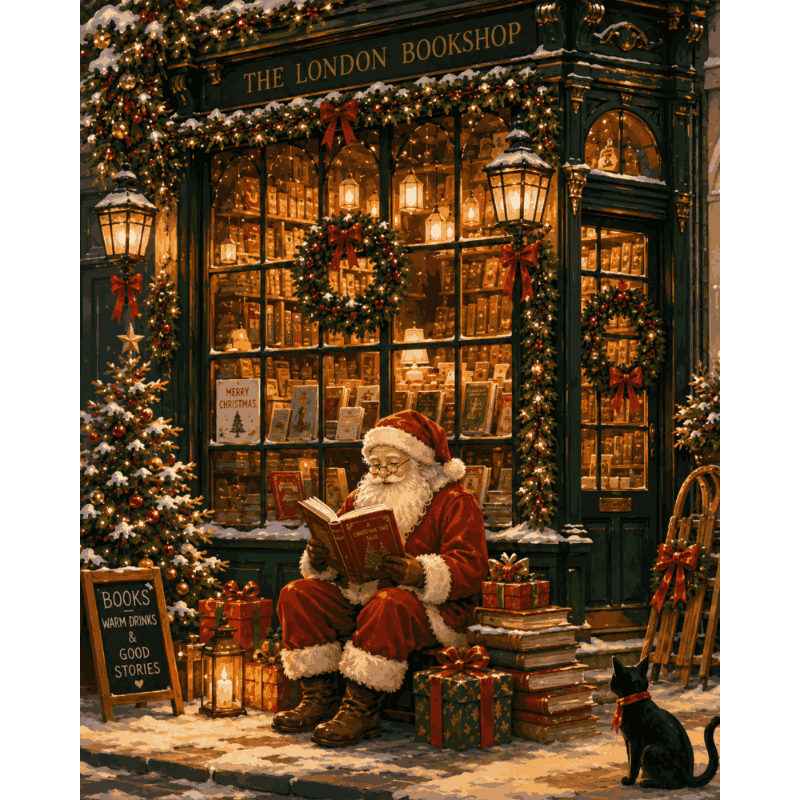 Londense boekenwinkel Kerstman - Schilder Op Nummers