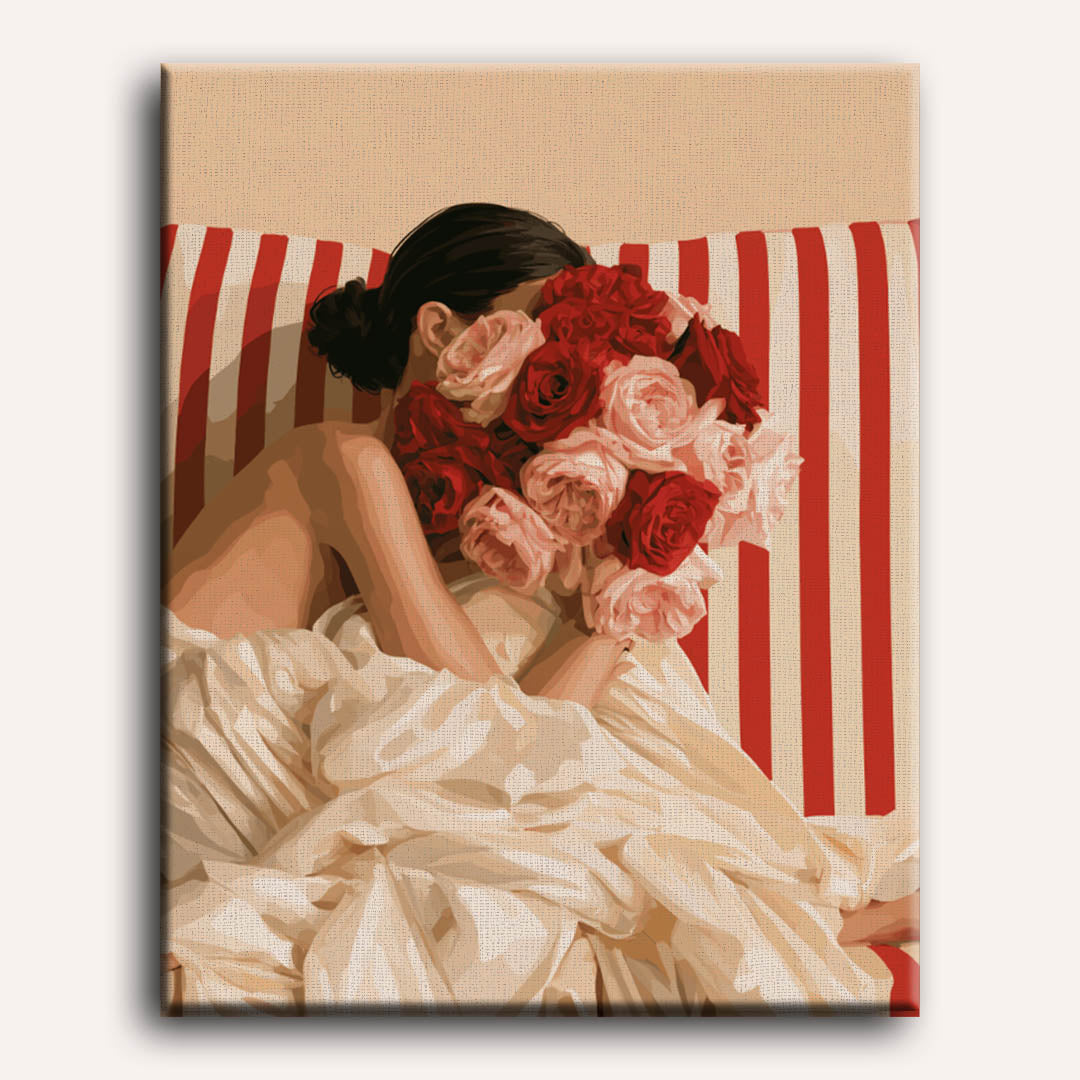 Rozen in haar haar