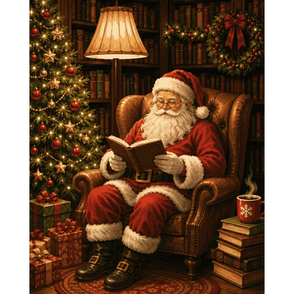 Kerstman leeshoekje - Schilder Op Nummers