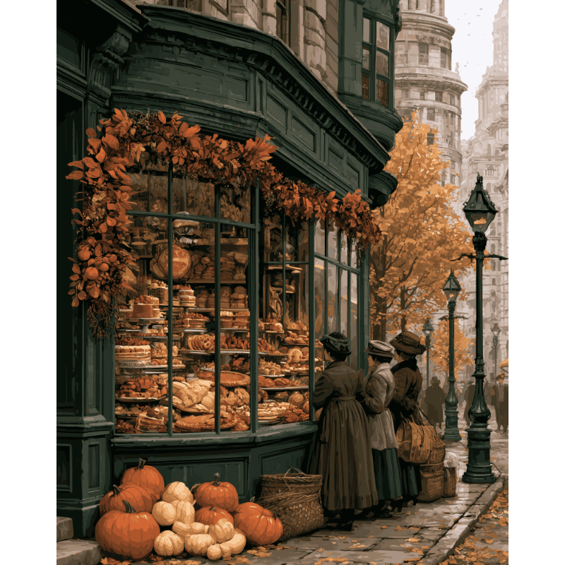 Vintage bakkerij straat - Schilder Op Nummers