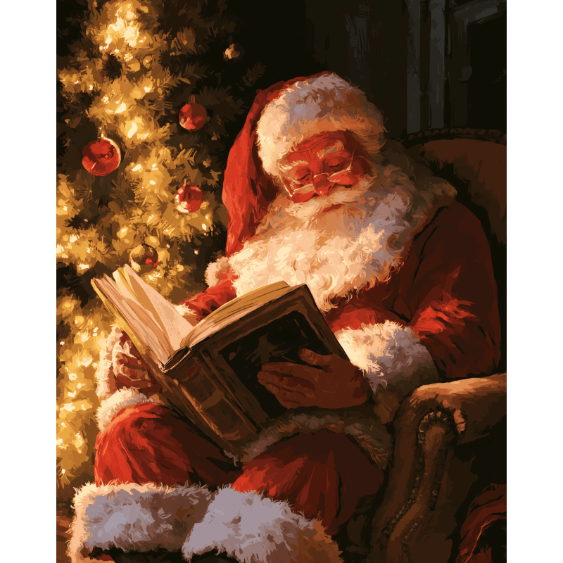 Kerstman leest rustig - Schilder Op Nummers