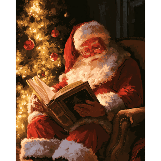 Kerstman leest rustig - Schilder Op Nummers