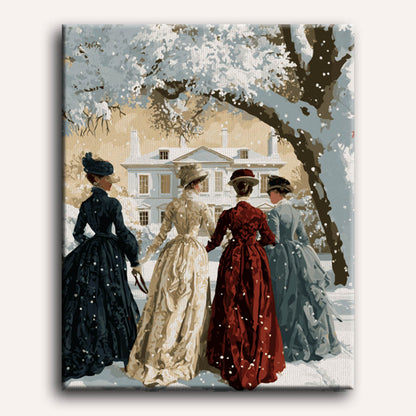 Een besneeuwde promenade
