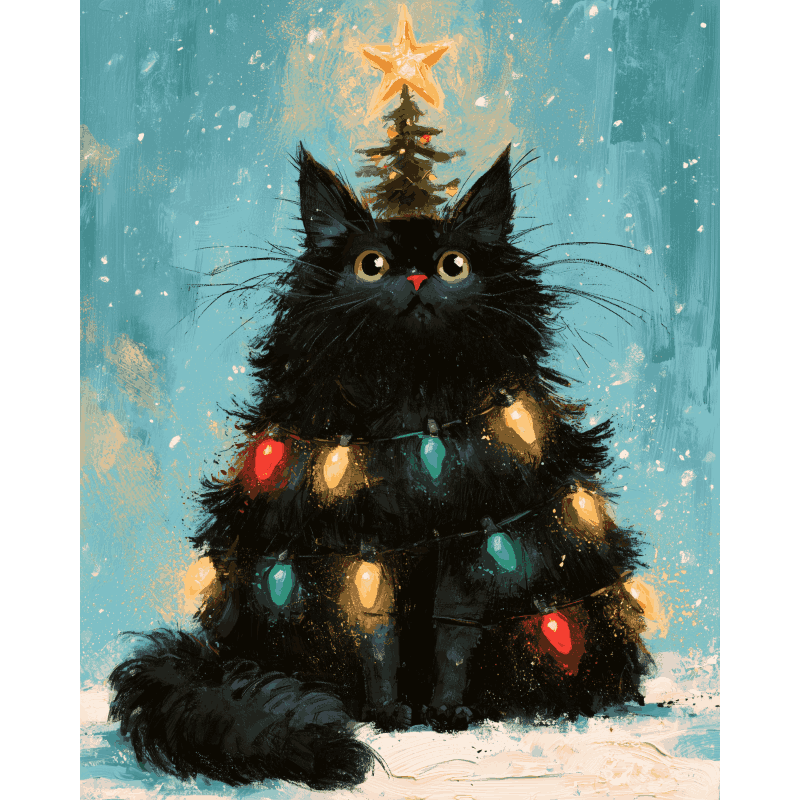 Kitten kerstboom - Schilder Op Nummers