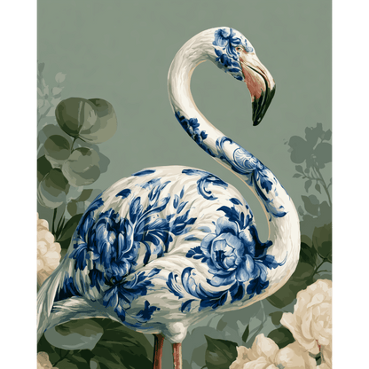 Delfts flamingo in bloei - Schilder Op Nummers