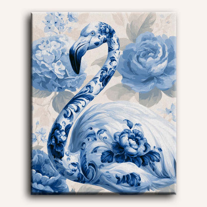 Porselein flamingo & hortensia