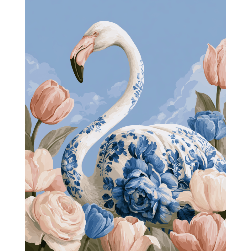 Flamingo tussen tulpen - Schilder Op Nummers
