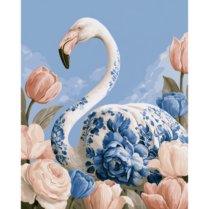 Flamingo tussen tulpen - Schilder Op Nummers