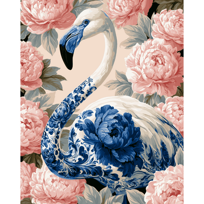 Flamingo & pioenen - Schilder Op Nummers