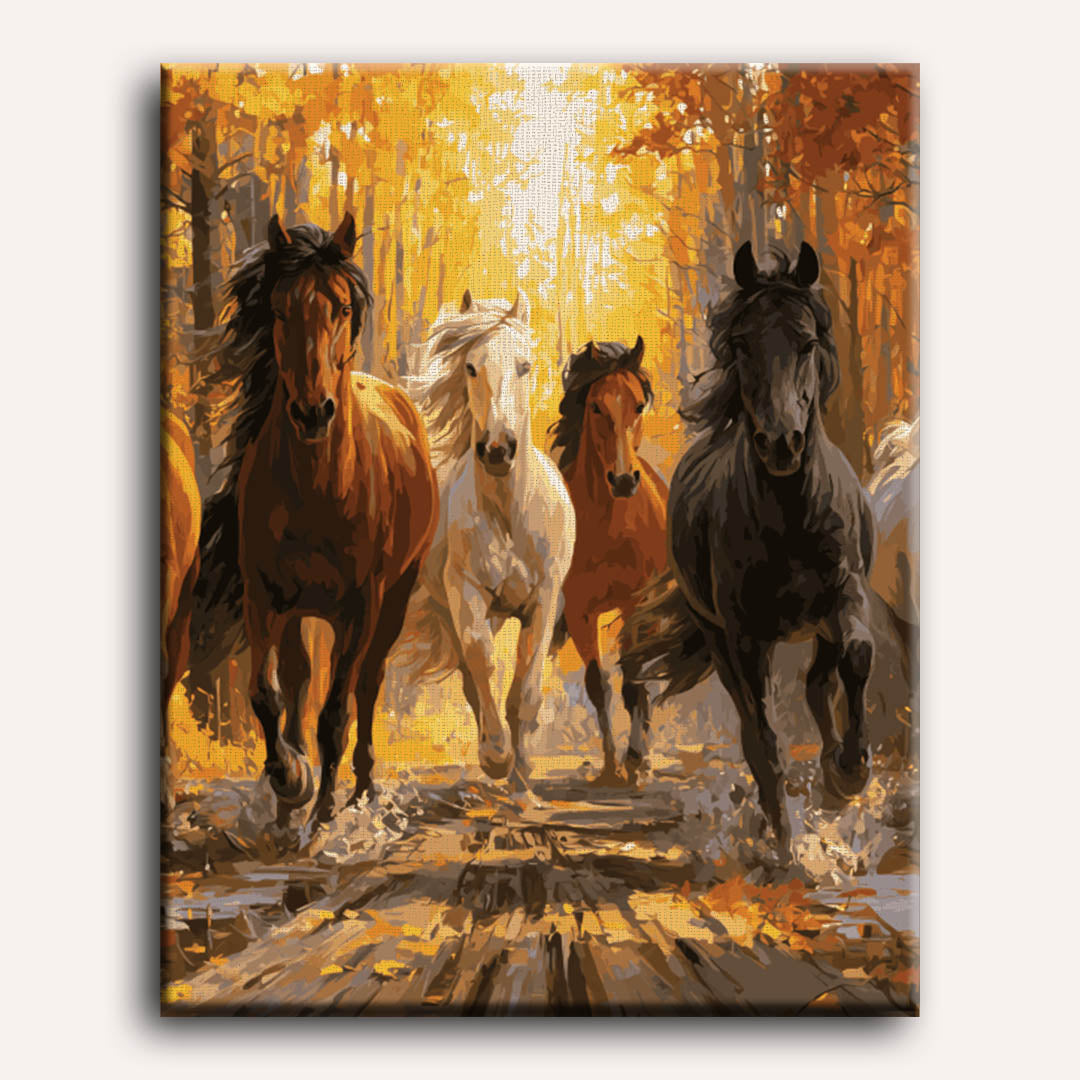 Wilde paarden in de herfst