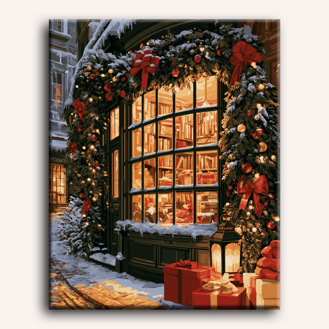 Boekenwinkel in gloed