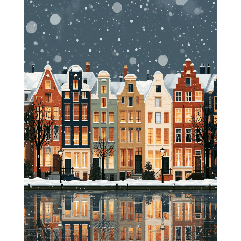 Sneeuwval op het kanaal - Schilder Op Nummers