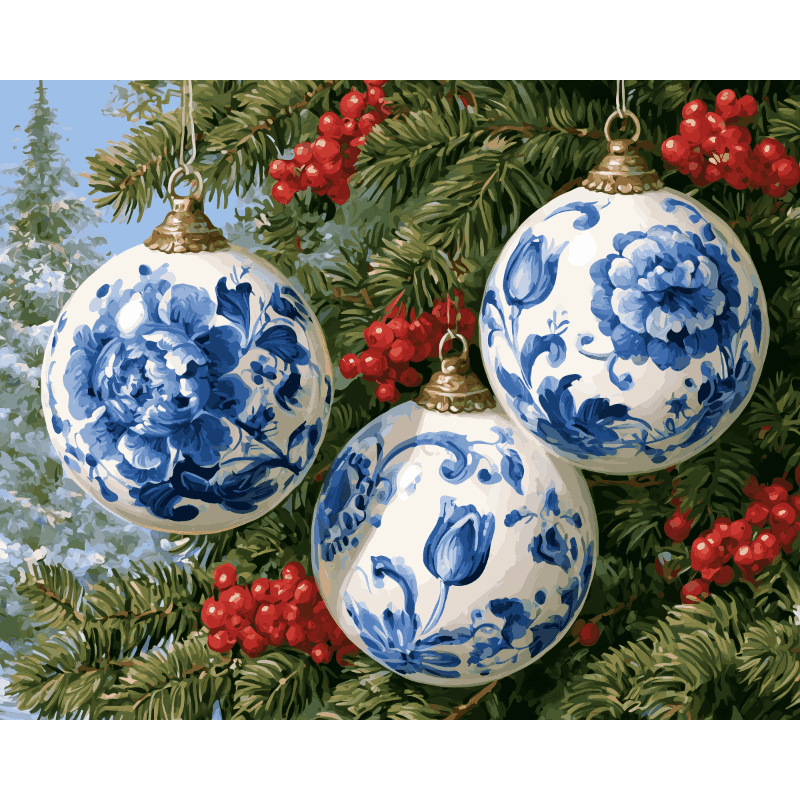Delfts kerstballen trio - Schilder Op Nummers
