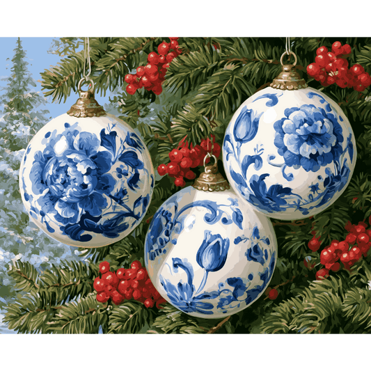 Delfts kerstballen trio - Schilder Op Nummers