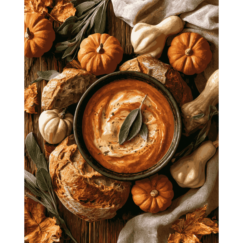 Herfst brood & pompoenen - Schilder Op Nummers