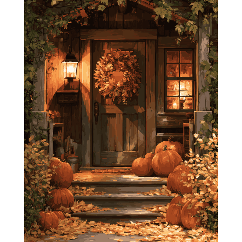 Herfst deurkrans - Schilder Op Nummers