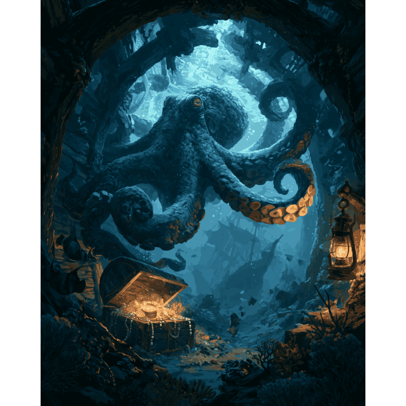 Gloeiende blauwe octopus - Schilder Op Nummers