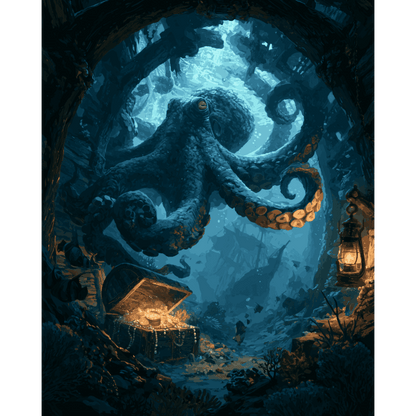 Gloeiende blauwe octopus - Schilder Op Nummers