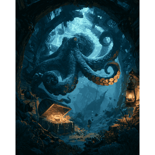 Gloeiende blauwe octopus - Schilder Op Nummers