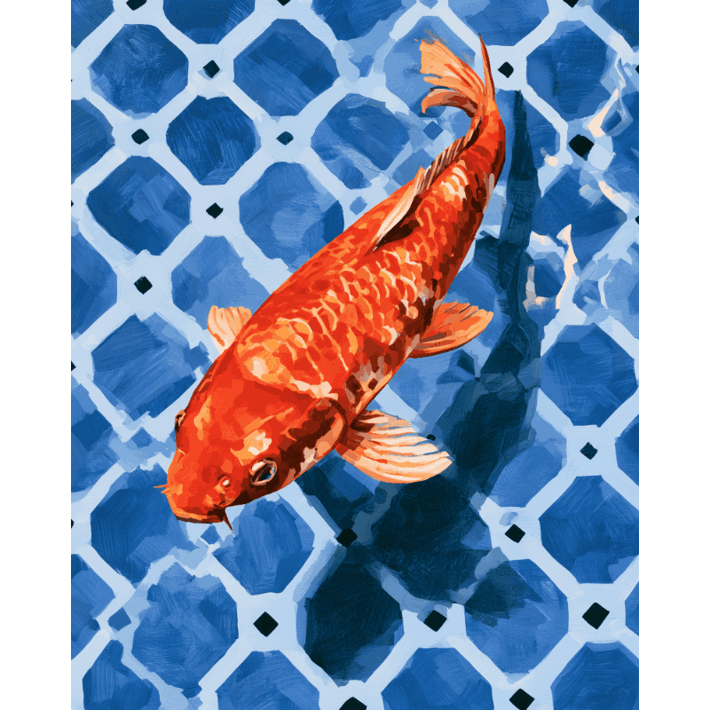 Koi op blauwe tegel - Schilder Op Nummers