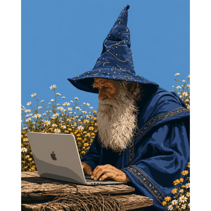 Tovenaar op zijn laptop - Schilder Op Nummers