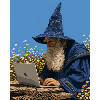 Tovenaar op zijn laptop - Schilder Op Nummers