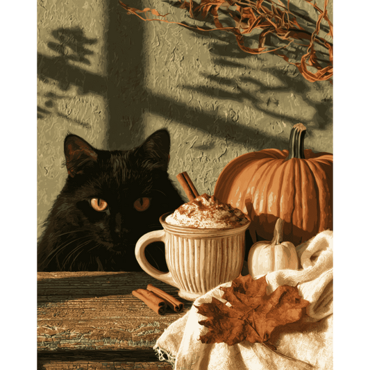 Zwarte kat latte