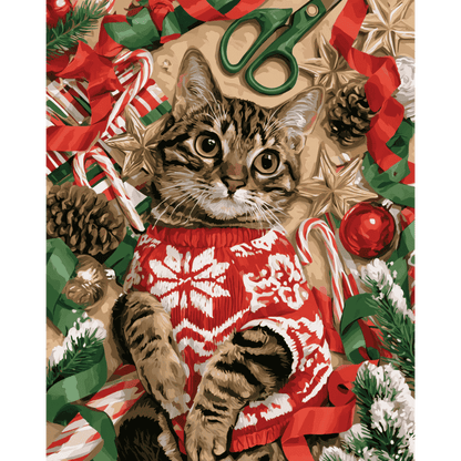 Kat in kersttrui
