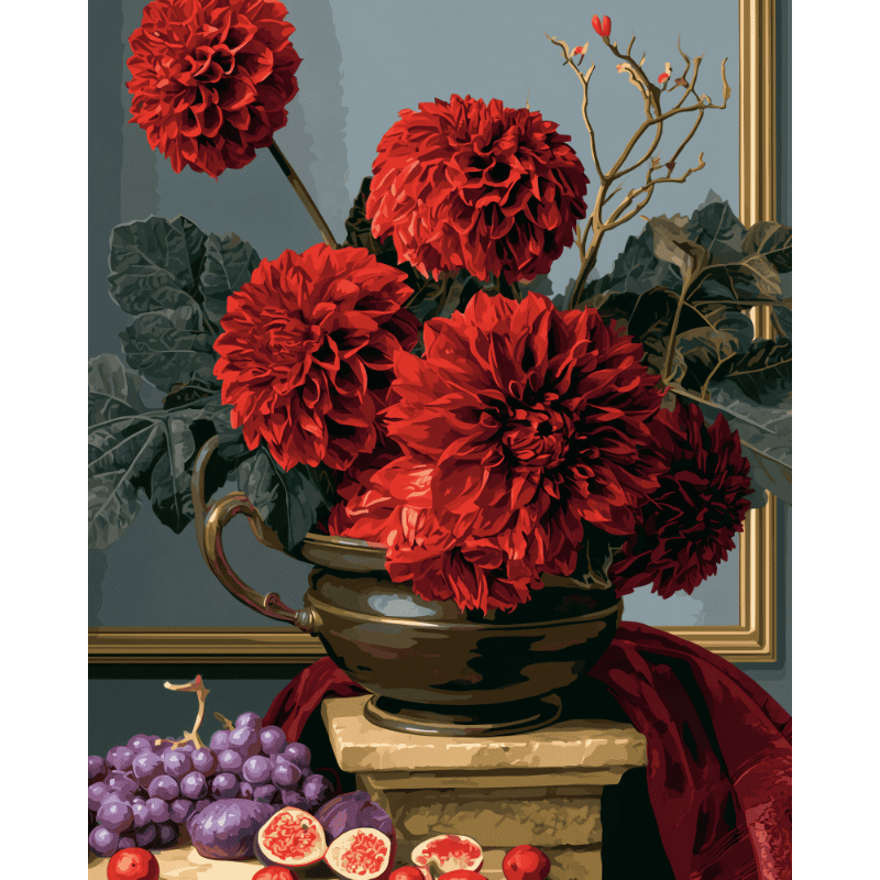 Dahlia's in gouden vaas