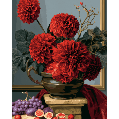 Dahlia's in gouden vaas