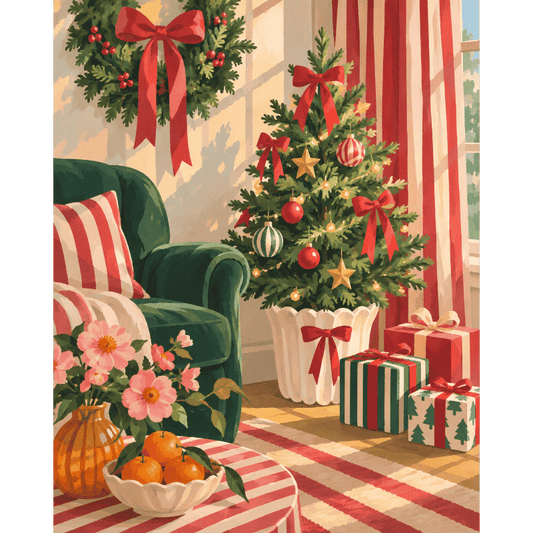 De gestreepte kerstsalon