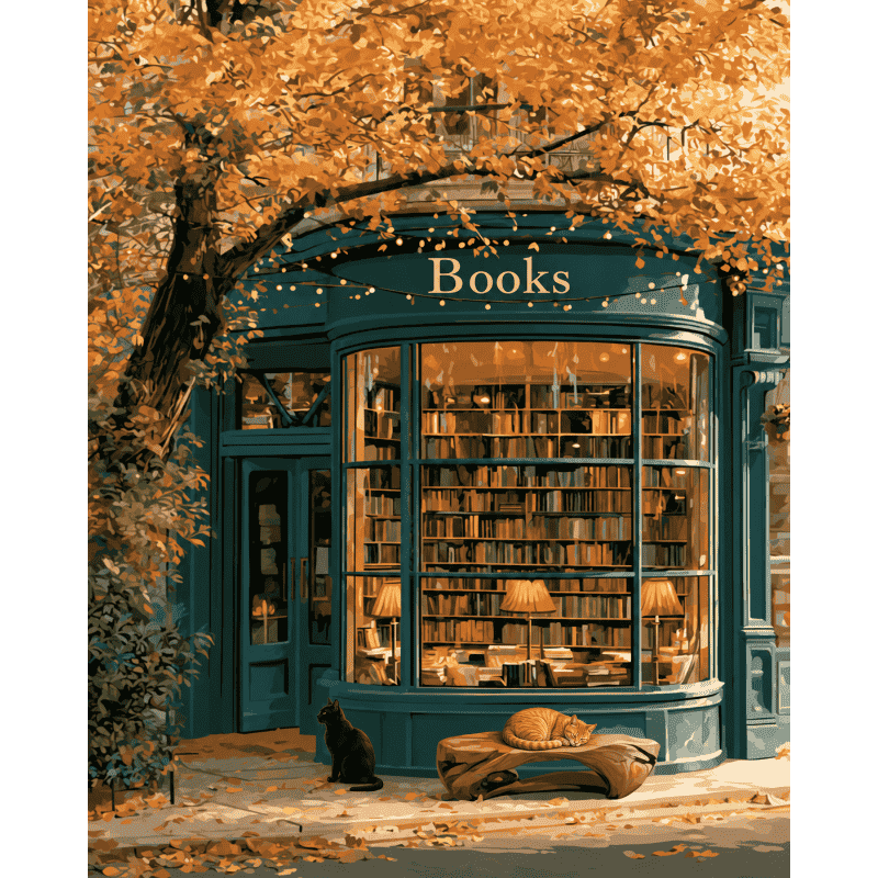 Herfst boekenwinkel hoek