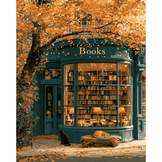 Herfst boekenwinkel hoek