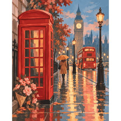 Regenachtige avond in Londen